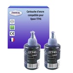 2 Bouteilles encres compatibles avec Epson ET-L1455, ET-L605, ET-L606 remplace Epson T7741 (C13T774140) - Noire 140ml T3AZUR