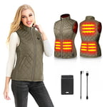 Kintiwe Gilet Chauffant Femme, Veste Chauffante avec Batterie, Électrique Gilet Chauffé avec 5 Zones de Chauffage,3 Niveaux de Température pour Ski en Plein air Randonnée Camping