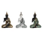 Dekorativ figur 19 x 10 x 26,5 cm Blå Gylden Buddha Grøn Orientalsk (3 Dele)