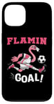 Coque pour iPhone 13 Flamant rose jouant au football FLA MIN