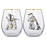 V&A Alice in Wonderland His and Hers Tumbler Glasses in Gift Box, Glass, 500 ml, Set of 2