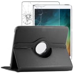 ebestStar - Coque iPad Pro 11 Housse protection Etui PU Cuir Support Rotatif 360, Noir + Film écran en VERRE Trempé [Dimensions PRECISES Tablette : 247.6 x 178.5 x 5.9mm, écran 11'']