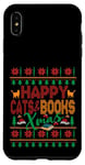 iPhone XS Max Happy Books & Cats Xmas Fair Isle Ugly Style Christmas Case