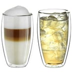 Creano Double Walled Coffee Glasses 400ml - Insulated XXL Cappuccino Cups - Latte Macchiato, Tea - Also Suitable for Small Hands - 2 pcs (Pack of 1)