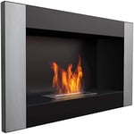 kratki Cheminée Murale décorative au bioéthanol - Noir - Vertical - 374 mm x 648 mm - Certifié TÜV - Rhénanie - avec vitre Golf/Czarny/Vertical/TUV/PRZE avec vitrage