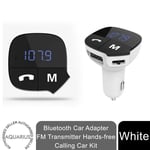 Aquarius Bluetooth Car Adapter FM Transmitter Hands-free Calling Car Kit, White