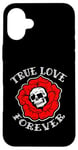 Coque pour iPhone 16 Plus Retro Vintage True Love Forever Skull and Flower Memento Mori