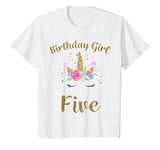 Youth 5th Birthday Girl Unicorn Shirt 5th Birthday Outfit T-Shirt