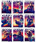 BigWigPrints Lot de 10 affiches murales des Gardiens de la Galaxie Vol. 3 personnages – avec Star-Lord, Gamora, Drax, Rocket, Groot, Nebula, Mantis, Kraglin et Cosmo (20,3 x 25,4 cm chacune)