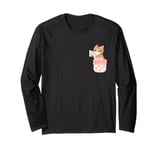 Cute Cat Karate In Pocket Cat Lover Cat Kitty In The Pocket Long Sleeve T-Shirt