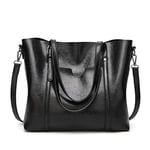 AINUOEY Femme Sac a Main Sacs à Bandouliere Portés épaule Feminin Cabas Original PU Cuir 76612 1pc ensemble Noir