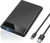 Hårddisklåda 2,5" - USB 3.1 Extern Hårddisklåda - 6Gbps, för SATA HDD och SSD på 2,5'' och 7mm/9.5mm, utan verktyg