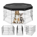 VEVOR Parc pour Chien 160x160x76 cm Enclos Chat Chiot Pliable 8 Panneaux, Clôture d'exercice en Métal avec Porte, Housse en Tissu Oxford 600D, pour Petits Animaux de Compagnie, Intérieur, Extérieur