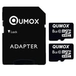 2PCS Qumox carte mémoire micro SD 8Go classe 10 Micro SD Micro SDHC Card TF