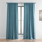 HPD Half Price Drapes PDCH-KBS33-108 Rideau texturé Vintage en Soie synthétique Dupioni pour décoration de Chambre, 1 Panneau de 127 x 274 cm, Bleu Nassau