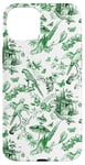 iPhone 15 Plus Green Toile Chinoiserie - Parrots Flowers Butterflies Birds Case