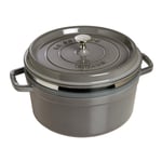 Staub La Cocotte Pata höyrystimellä Pyöreä 26 cm, Valurauta Grafiitinharmaa 40510-605-0