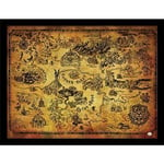 The Legend Of Zelda - Carte D'hyrule - Impression Encadr?E 30x40cm