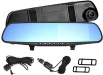 Caméras de Tableau de Bord pour Voitures Avant et arrière,Double Objectif HD 1080P 4. 3 en Voiture DVR rétroviseur caméra Dash Cam enregistreur vidéo détection de Mouvement Enregistrement en Boucle