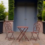 Table et chaises de jardin en métal laqué rouge