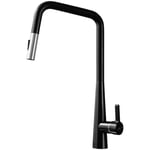 Essebagno 9014328 Style Mitigeur évier à douchette extractible noir mat et chrome