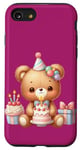 Coque pour iPhone SE (2020) / 7 / 8 Birthday Wishes Ours en peluche marron pour fille ou garçon