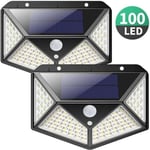 100 LED utomhus solcellslampa med rörelsedetektor - Svart - Vägglampa - Batteri - ABS