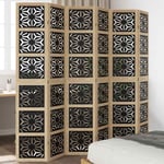 vidaXL Room Divider 6 Panels Brown and Black Solid Wood Paulownia UK