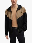 BOSS Cireno Colour Block Hooded Jacket, Medium Beige/Black