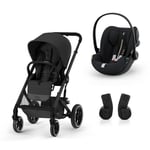 cybex GOLD Balios Black Black i-Size Black Barnevogn S Lux Moon inkludert Cloud G bilbarnestol Plus Moon og Adapter