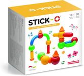 Stick-O Basic 10-piece Magnetic Building Blocks Toy. Preschool STEM Toy With Large Pieces And Grippy Groove Design. Designed By Magformers For Young Children.