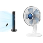 LEVOIT Ventilateur Colonne Silencieux 25dB pour Grande Chambre, Télécommande, 12 Vitesses de Vent & Rowenta Turbo Silence Extrême+ Ventilateur de table, 4 vitesses, Puissant, Silencieux