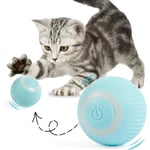 Interaktiv katt leksak boll, 360° själv roterande elektrisk boll, katt boll med LED ljus, USB,