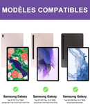 Étui Clavier Pour Samsung Galaxy Tab S7 Fe/ S7 Plus/ S7+/ S8+ 12,4"" Coque Mince, Détachable Rétro-Éclairage 7 Couleurs Bluetooth Français [Azerty] Clavier, Housse Avec Porte-Stylo, Violet