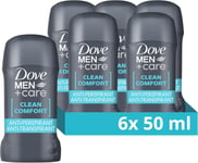 Dove Men+Care Clean Comfort Anti-perspirant Deodorant Stick 50ml Pack of 6