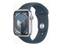 Apple Watch Series 9 (Gps) - 45 Mm - Silveraluminium - Smart Klocka Med Sportband - Fluoroelastomer - Stormbl¨ - Bandstorlek: S/M - 64 Gb - Wi-Fi, Bluetooth, Uwb - 38.7 G