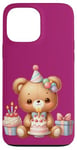 Coque pour iPhone 13 Pro Max Birthday Wishes Ours en peluche marron pour fille ou garçon