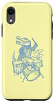 Coque pour iPhone XR Crocodile jouant de la batterie en forme de crocodile, percussion, reptile