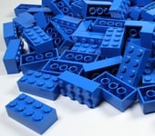 LEGO BRICKS 25 x BLUE 2x4 Pin -  From Brand New Sets sent in a Sealed Clear Bag