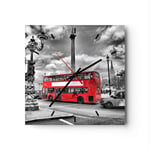 Horloge murale en verre 30x30cm Trafalgar square taxi londres Wall Clock