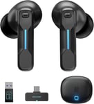 Écouteurs Gaming sans Fil SW5 avec Bluetooth 5.4 et dongle 2,4 GHz, Casque sans Fil IPX4 résistant à l'eau avec mic AI, 20 ms Latence Ultra-Faible avec PC,Switch,VR,PS5,Ordinateur de Bureau,Mobile