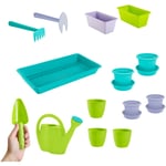 Gardenico - Kit Jardinage, Kit Outils Jardinage Enfant, 24 pièces Kit de Jardinage, Pots de Fleurs et Outils de Jardinage Jardin Potager Enfant, à