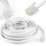 15m Meter Rj11 To Rj-11 Adsl Broadband Internet Router Modem Dsl Phone Cable Uk