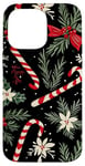 iPhone 14 Pro Max Christmas White Snowflakes With Candy Canes Holiday Xmas Case