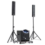 Pack MEGA SONO DJ BM SONIC BMS-15-SLIM-BT, 1200W Enceintes satellites, SUB 38cm USB/Bluetooth, Supports Câbles, Micro, Lumière