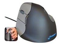 Evoluent VerticalMouse 4 Left - Souris verticale - ergonomique - pour gauchers - laser - 6 boutons - filaire - USB - gris, argent