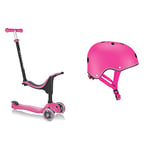 Globber - GO•UP Sporty - Trottinette évolutive à 3 Roues avec siège pour Les Enfants âgés de 15m+ à 7 Ans +, Rose Intense & Casque Junior Primo-Neon Pink Enfant Jeunesse Unisexe, Rose, Taille XS-S