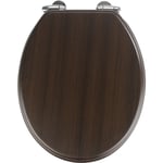 Wenko - Abattant wc avec frein de chute, abattant wc bois Wengé avec fixation inox, mdf, 35.5 x 42 cm, Gris