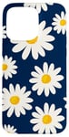 iPhone 15 Pro Max White Daisies on Navy Blue Background Case