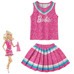 Halloween Barn Flickor Barbie Cheerleader Cosplay Kostym Linne Plisserad kjol Uniform Outfit Set Presenter Rose Red 9-10 Years